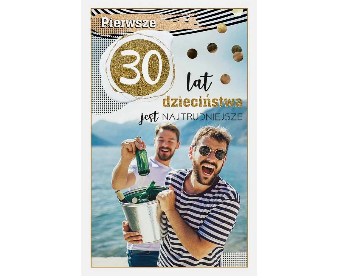 Birthday Card 30th Birthday, Men with Champagne, 13x20,5 cm
